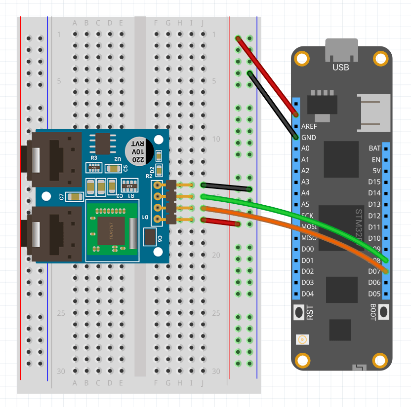 Wiring a Tea5767 to a Meadow F7